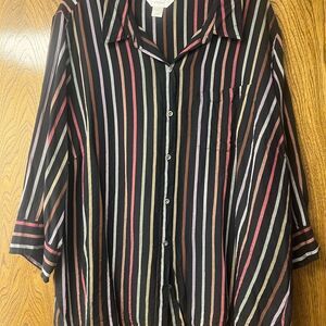 CJ Banks Black and Red Casual Button Down Shirt